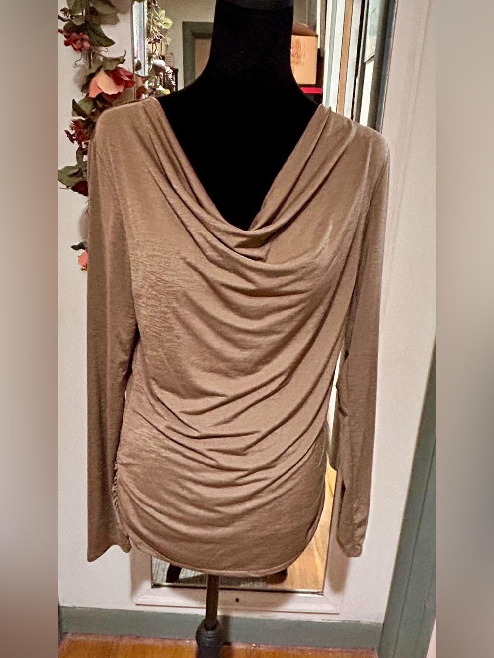 Dear Scarlett Cowl Neck Long-Sleeve-Medium-NWOT-Taupe